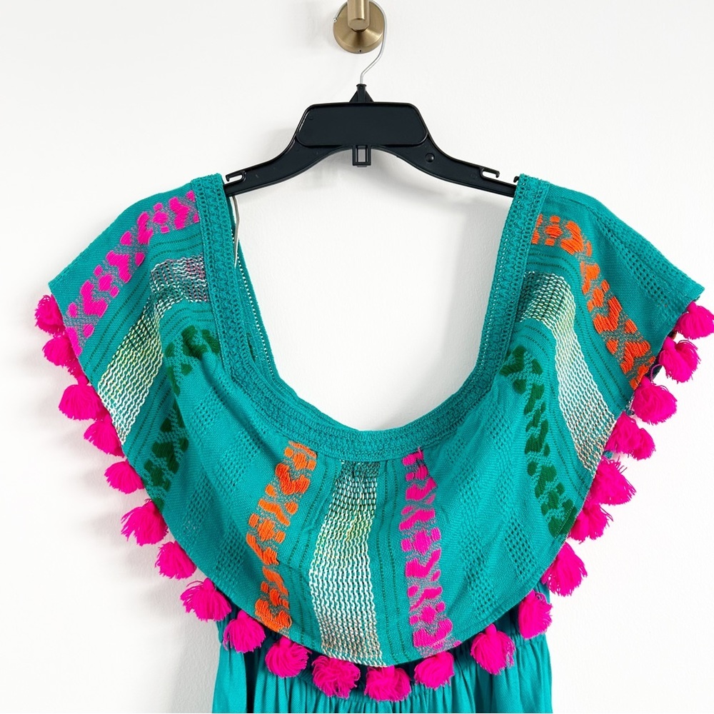 Judith March Tassel Embroidered Off The Shoulder Mini Dress Size Small (S) - Picture 5 of 7